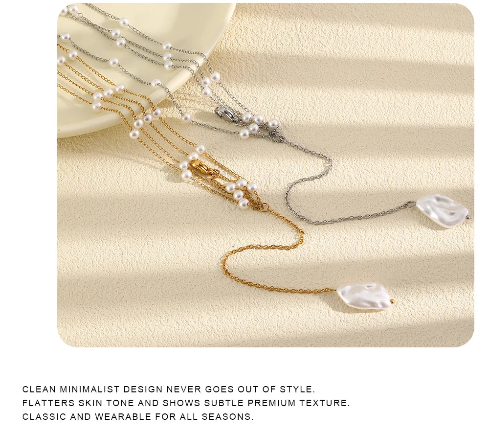 MamacitaSlay 316L Stainless Steel Multilayer Chain Pearl Body Chain 18K Gold Plated Waterproof Jewelry For Bikini Accessories