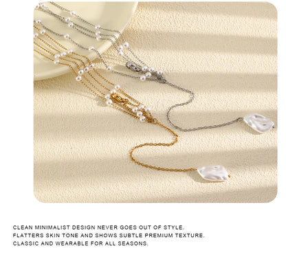 MamacitaSlay 316L Stainless Steel Multilayer Chain Pearl Body Chain 18K Gold Plated Waterproof Jewelry For Bikini Accessories