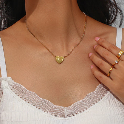 MamacitaSlay Latest Design 11:11 Heart Pendant Necklaces 18K Gold-Plated Stainless Steel Waterproof Jewelry for Women