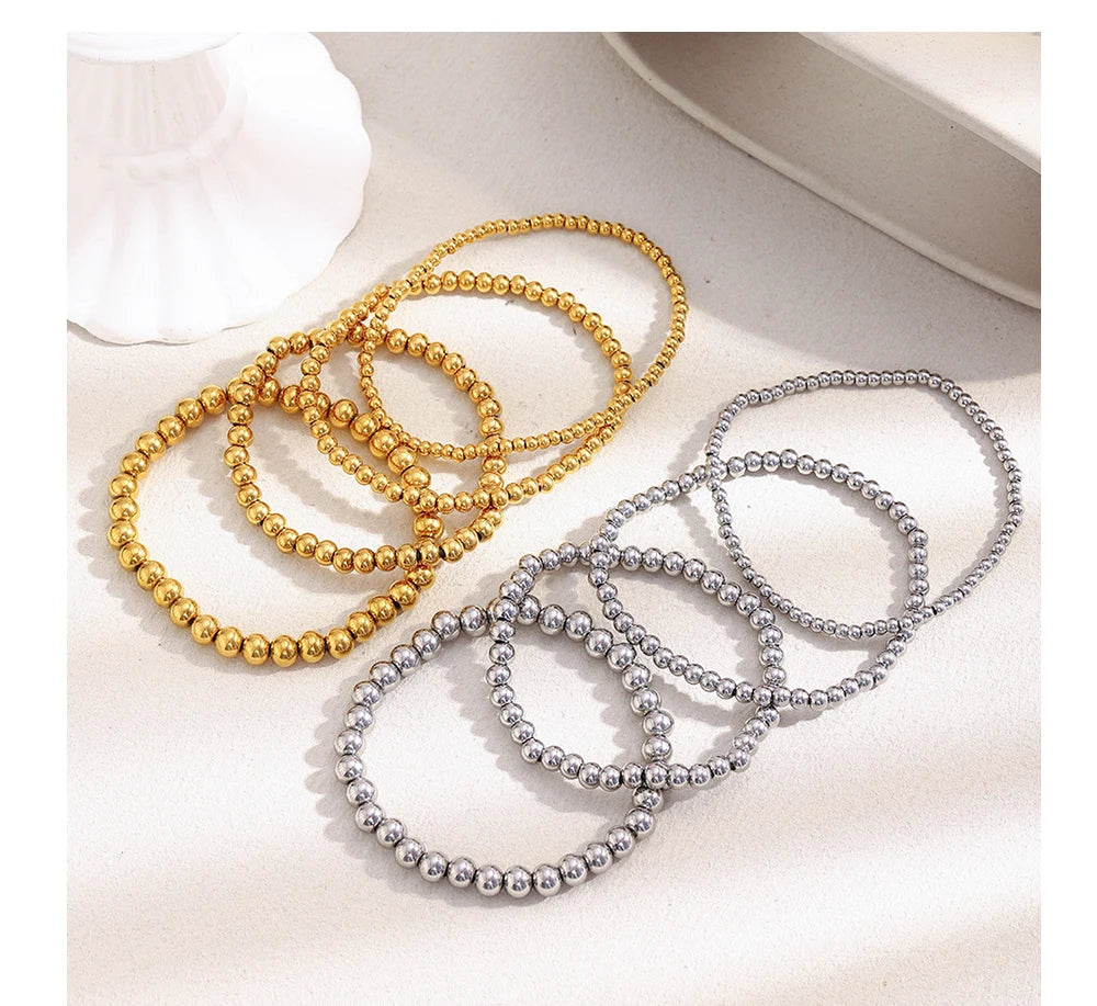 MamacitaSlay 316L Stainless Steel Elastic Bead Bracelet 18K Gold Plated Waterproof Wrist Jewelry High Quality Bracelet Gifts