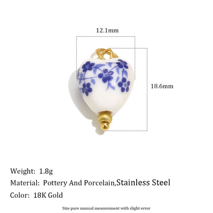 MamacitaSlay 18K Gold Plated Shell Moon Star Charm 316L Stainless Steel Ceramic Beads For DIY Earrings Bracelet Necklace Making