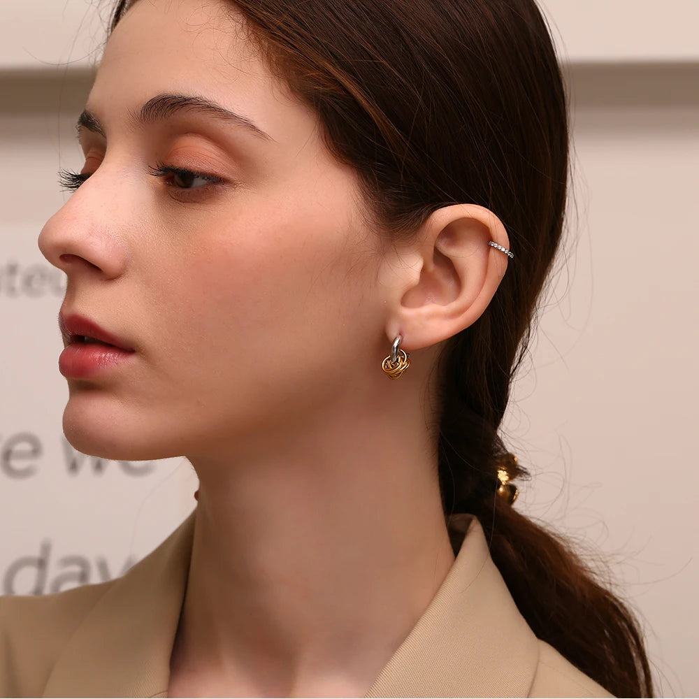 MamacitaSlay 316L Stainless Steel Mixed Color Knot Stud Earrings 18K Gold Plated Waterproof Jewelry For Women Unique Earrings