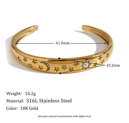 MamacitaSlay Stainless Steel 18K Gold Plated Sun Moon Stars Ring 2025 New Design Waterproof Jewelry Women's Charm Finger Jewelry