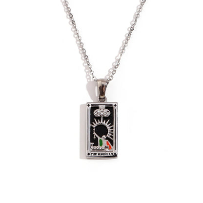 MamacitaSlay 316L Stainless Steel Zircon Tarot Necklace 18K Gold Plated Waterproof Jewelry Women's Creative Elegant Necklace