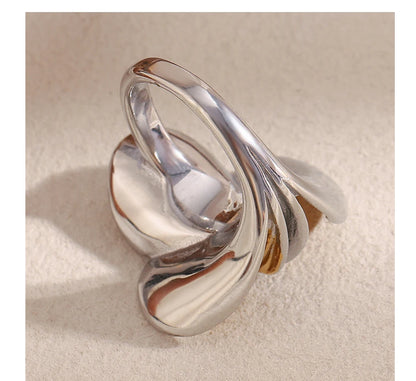 MamacitaSlay 316L Stainless Steel Two Tone Petal Ring Party Waterproof Jewelry Women's Elegant 18K Gold Plated Ring Gift 2025