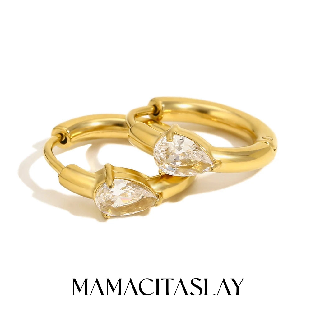 MamacitaSlay 316l Stainless Steel Zircon Hoop Earring 18K Gold Plated Waterproof  Minimalist Jewelry for Women 2026 Trend Gift