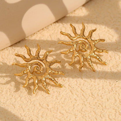 MamacitaSlay Sun Flower Stud Earrings18K Gold Plated Stainless Steel Waterproof Jewelry 2025 New Trendy Party Women's Charm Gift
