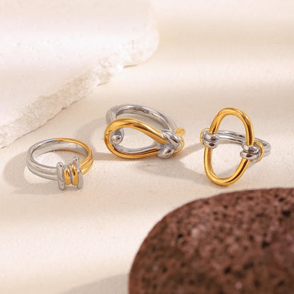MamacitaSlay 316L Stainless Steel Mixed Color Knot Shaped Hollow Ring 2025 New Trend Waterproof Ring Women's Creative Cool Ring