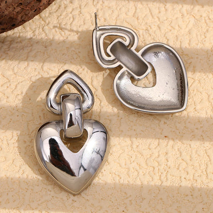 MamacitaSlay 18K Gold Plated Stainless Steel Heart Shaped Earrings Party Waterproof Jewelry Women's Charm Statement Earrings