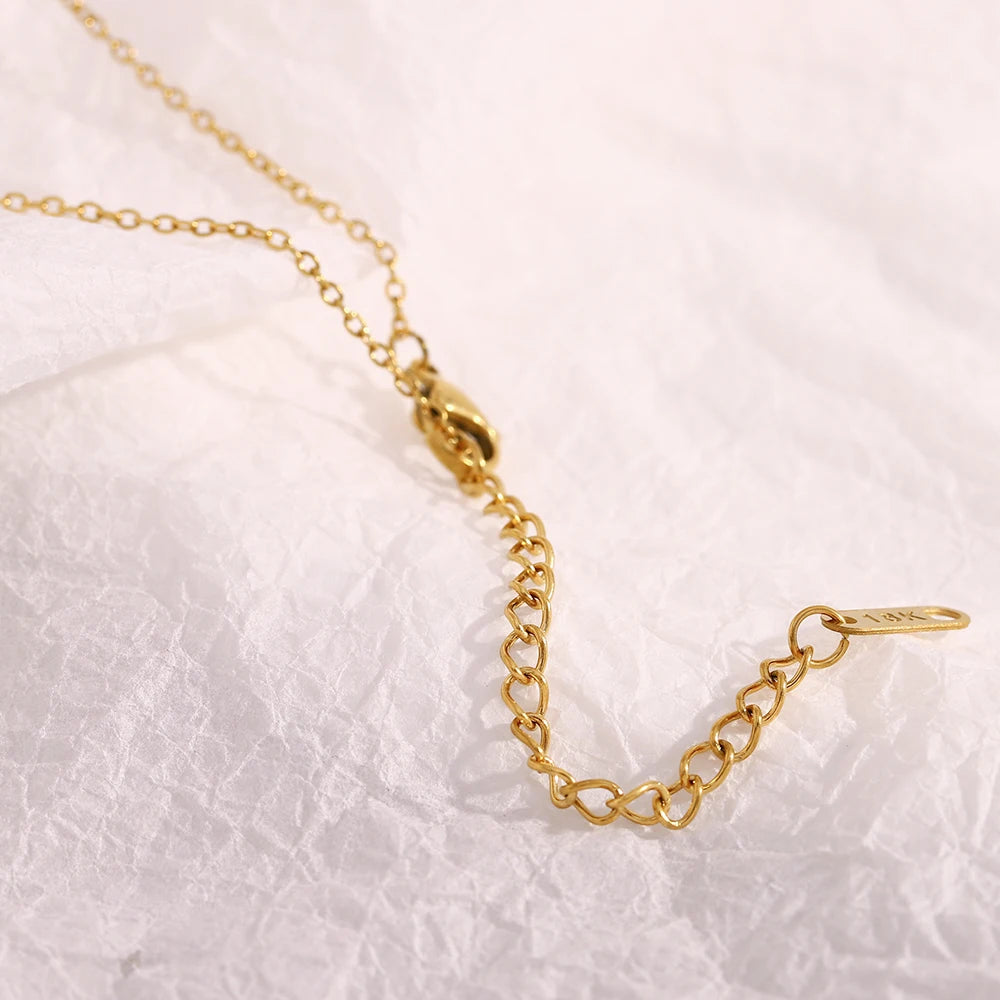 MamacitaSlay 316L Stainless Steel Letter Pendant Necklace Waterproof 18K Gold Plated Neck Jewelry Women's Minimalist Necklace