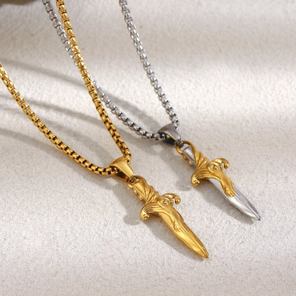 MamacitaSlay 316L Stainless Steel Mixed Color Sword Necklace 18K Gold Plated Waterproof Jewelry Hip Hop Style Unique Necklace