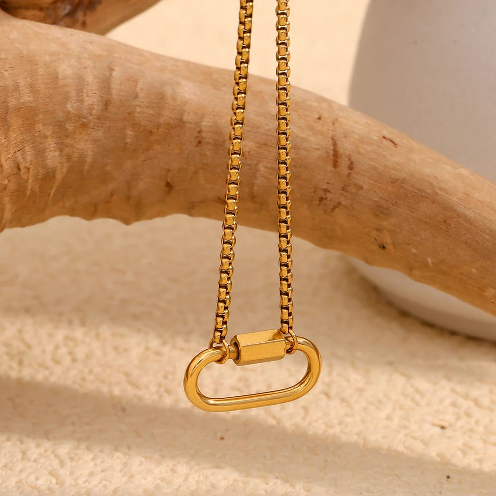 MamacitaSlay Unique 18K Gold Plated Stainless Steel Geometric DIY Necklace Party Waterproof Jewelry Unisex Trendy Neck Chain