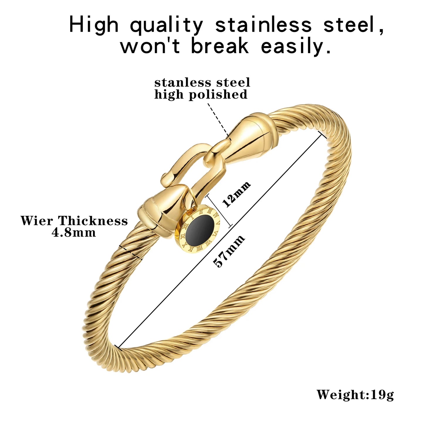 Roman Numeral Bangle with Hook Clasp