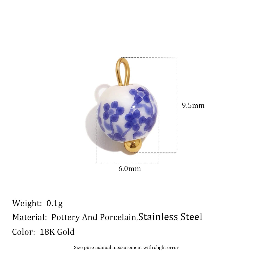 MamacitaSlay 18K Gold Plated Shell Moon Star Charm 316L Stainless Steel Ceramic Beads For DIY Earrings Bracelet Necklace Making
