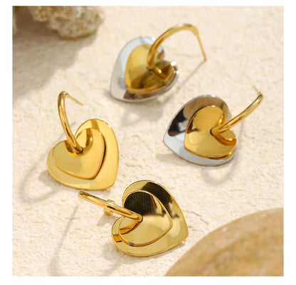 MamacitaSlay 316L Stainless Steel Heart Mixed Color Earrings 18K Gold Plated Waterproof Jewelry Women's Elegant Earrings Gifts