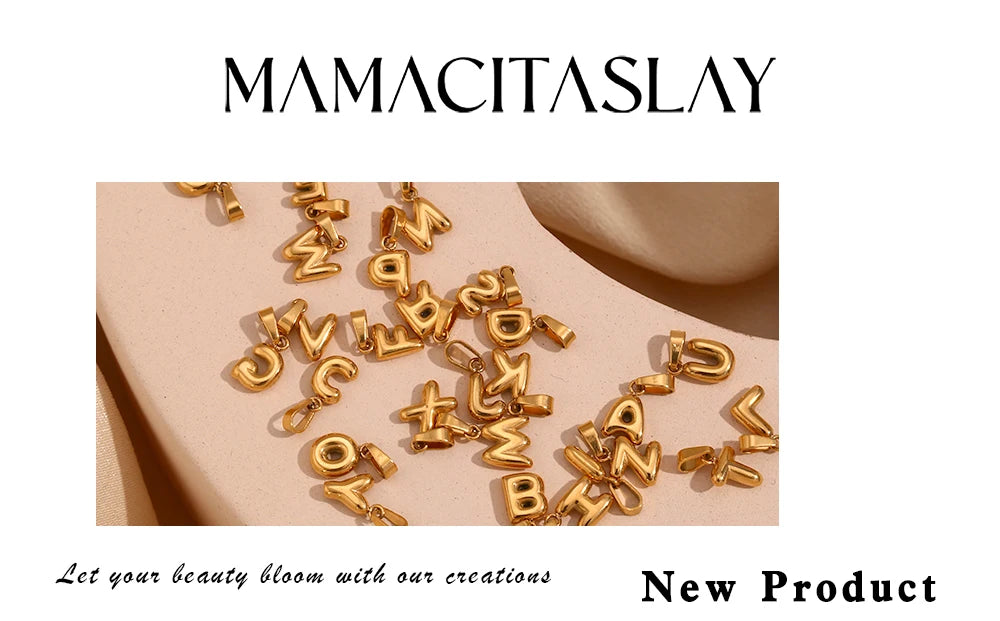 MamacitaSlay Stylish Mini Gold Plated Waterproof 26 Initial Letters Jewelry Pendants Diy Charms For Jewelry Making Dily Jewelry