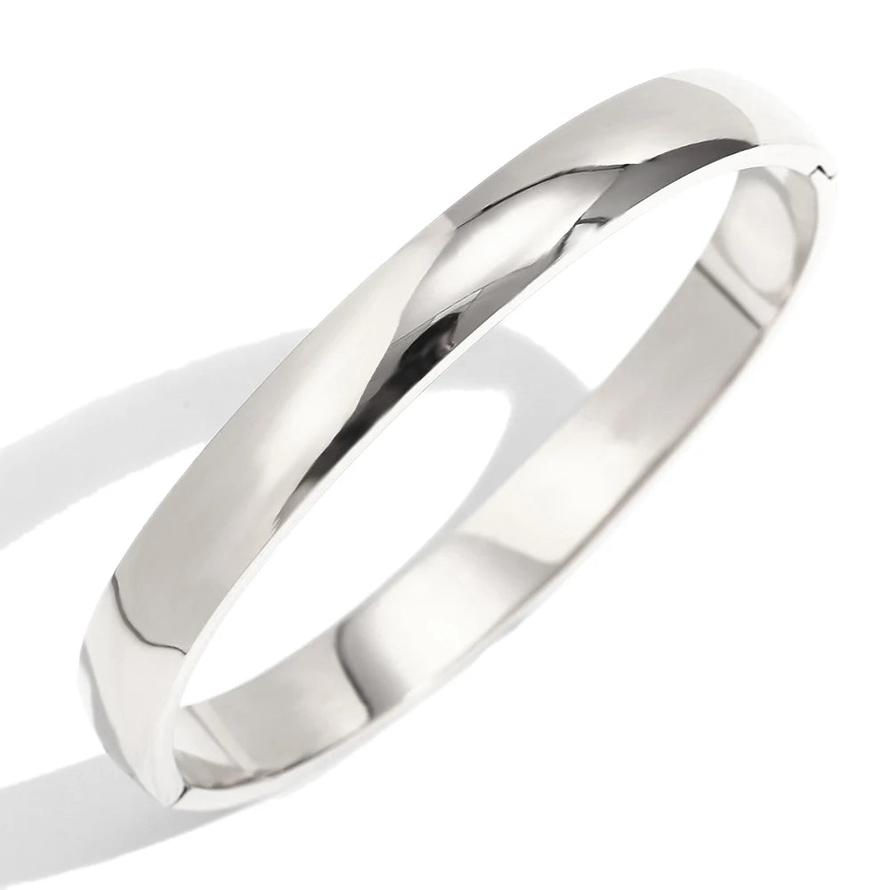 MamacitaSlay 316L Stainless Steel Plain Polished Multiple Sizes Cuff Bangle 18K Gold Plated Waterproof Jewelry For Women  Gift