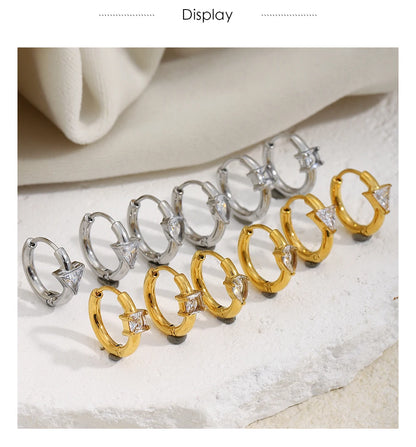 MamacitaSlay 316l Stainless Steel Zircon Hoop Earring 18K Gold Plated Waterproof  Minimalist Jewelry for Women 2026 Trend Gift