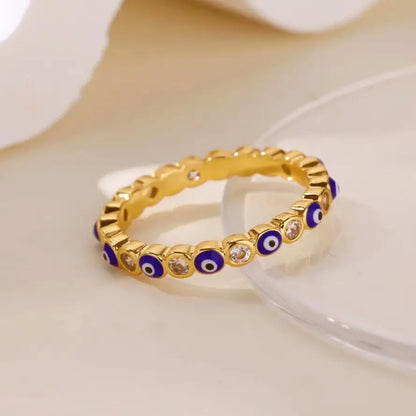 Stainless Steel Evil Eye Finger Ring Lucky Aesthetic Turkish Waterproof