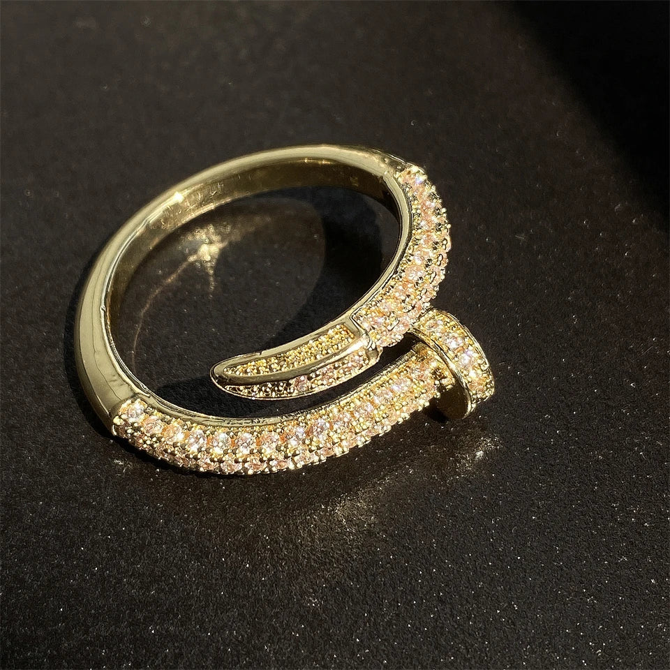 Zircon Studded Nail Wrap Ring