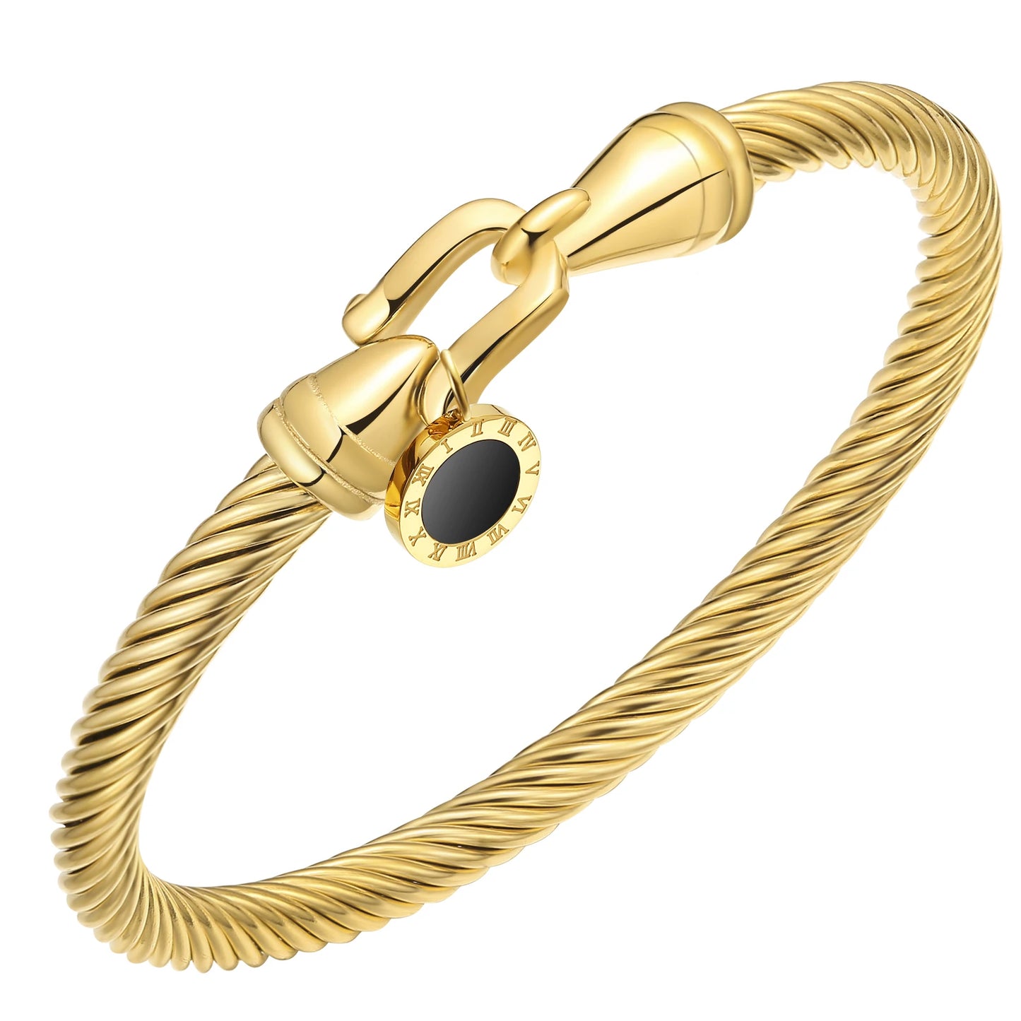 Roman Numeral Bangle with Hook Clasp