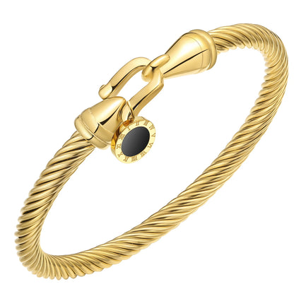 Roman Numeral Bangle with Hook Clasp