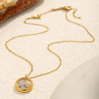 MamacitaSlay 316L Stainless Steel Celestial Pendant Necklace 18K Gold Plated Waterproof Jewelry Gift For Women Everyday Wear