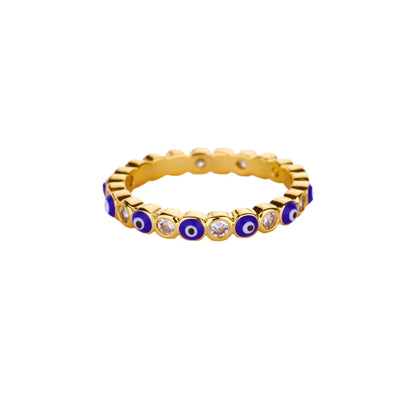 Stainless Steel Evil Eye Finger Ring Lucky Aesthetic Turkish Waterproof