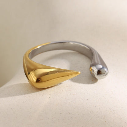 MamacitaSlay Unique Cool 316L Stainless Steel Two Tone Bird Beak Shaped Asymmetrical Open Ring Waterproof Jewelry Women's Ring