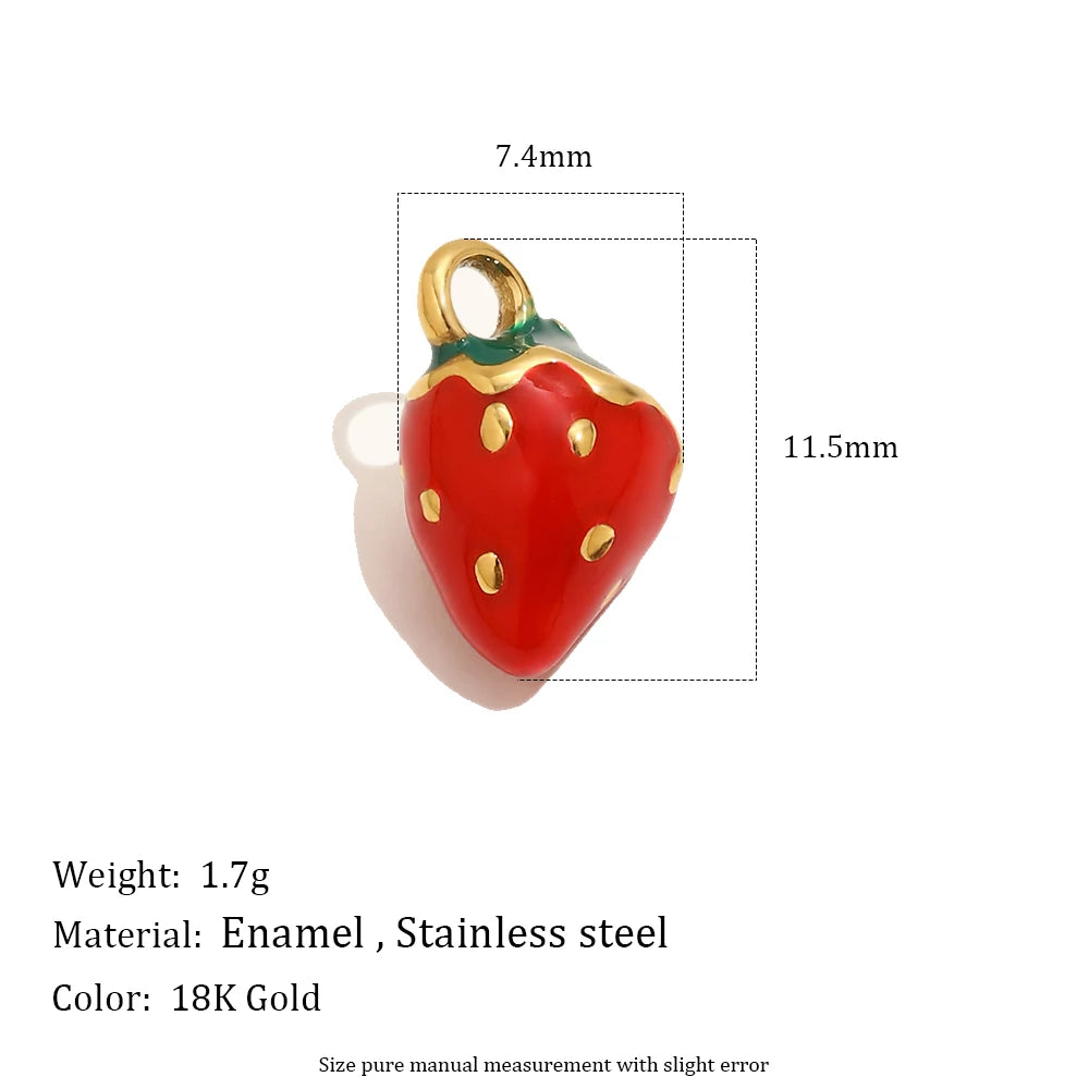 MamacitaSlay 316L Stainless Steel Fruit Enamel Charms 18K Gold Plated Waterproof Jewelry For DIY Bracelet Necklace Pendant Gifts