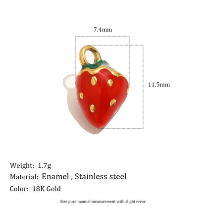 MamacitaSlay 316L Stainless Steel Fruit Enamel Charms 18K Gold Plated Waterproof Jewelry For DIY Bracelet Necklace Pendant Gifts