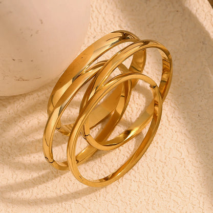 MamacitaSlay 316L Stainless Steel Plain Polished Multiple Sizes Cuff Bangle 18K Gold Plated Waterproof Jewelry For Women  Gift