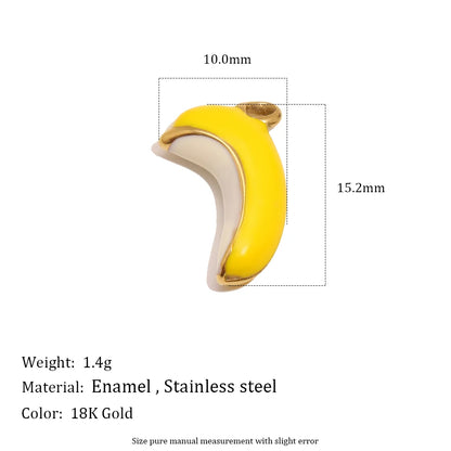 MamacitaSlay 316L Stainless Steel Fruit Enamel Charms 18K Gold Plated Waterproof Jewelry For DIY Bracelet Necklace Pendant Gifts