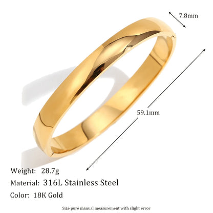 MamacitaSlay 316L Stainless Steel Plain Polished Multiple Sizes Cuff Bangle 18K Gold Plated Waterproof Jewelry For Women  Gift