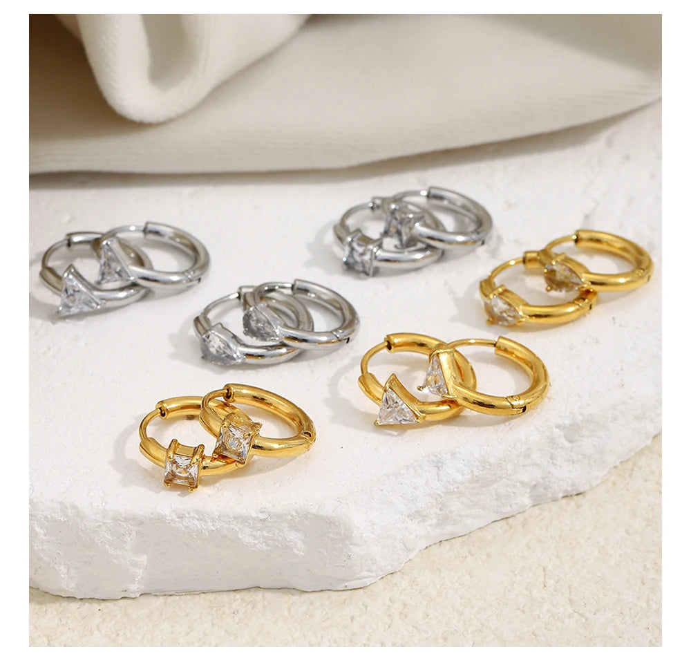 MamacitaSlay 316l Stainless Steel Zircon Hoop Earring 18K Gold Plated Waterproof  Minimalist Jewelry for Women 2026 Trend Gift