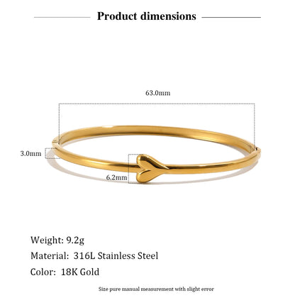 Mamacitaslay 316L Stainless Steel Heart Thin Bracelet Minimalist 18K Gold Plated Waterproof Jewelry Daily Dating Gifts Women