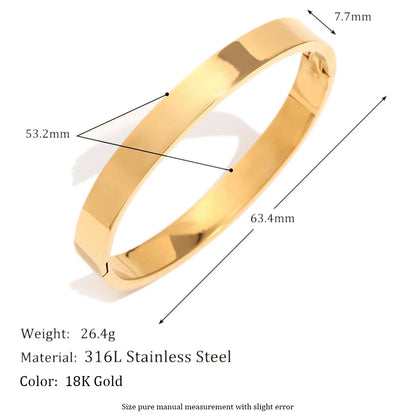 MamacitaSlay 316L Stainless Steel Smooth Surface Stackable Bangle 18K Gold Plated Waterproof Jewelry Women's Classic Bracelet