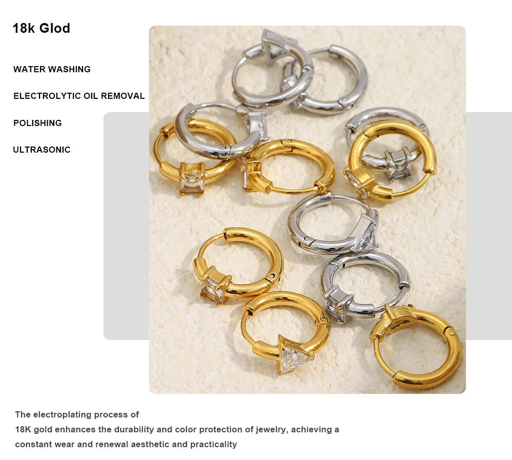 MamacitaSlay 316l Stainless Steel Zircon Hoop Earring 18K Gold Plated Waterproof  Minimalist Jewelry for Women 2026 Trend Gift