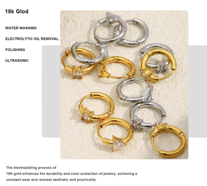 MamacitaSlay 316l Stainless Steel Zircon Hoop Earring 18K Gold Plated Waterproof  Minimalist Jewelry for Women 2026 Trend Gift
