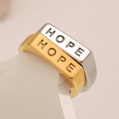MamacitaSlay 316L Stainless Steel "HOPE" Letter Ring Party Waterproof Jewelry Women's Classic Charm Ring 2025 New Trend Gift