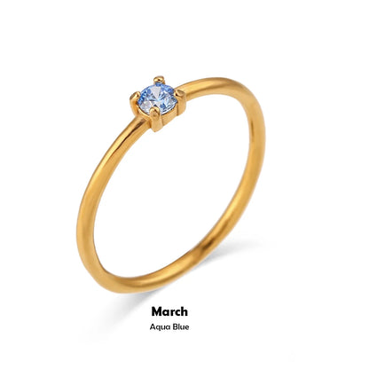 MamacitaSlay Stainless Steel Ring Thin Strip White Zircon Ring Glamorous Women's Classic Waterproof Jewelry High Quality Gifts