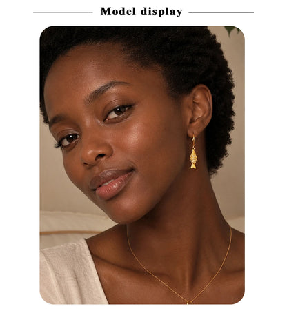 MamacitaSlay Wholesale Lucky Koi Drop Earrings Women Waterproof Gold Plated 316L Stainless Steel Women's Jewelry New In Earrings