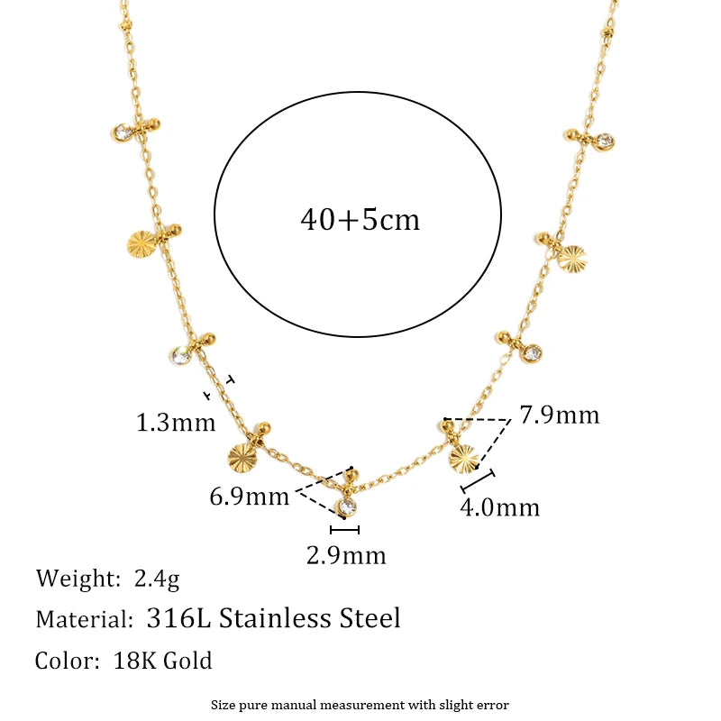 MamacitaSlay 316L Stainless Steel Zircon Flower Stackable Necklace Party Waterproof Neck Jewelry Women's Elegant Necklace Gift