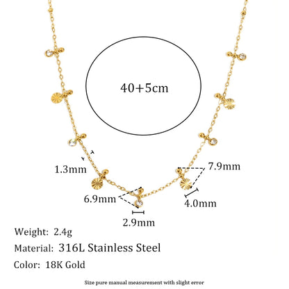 MamacitaSlay 316L Stainless Steel Zircon Flower Stackable Necklace Party Waterproof Neck Jewelry Women's Elegant Necklace Gift
