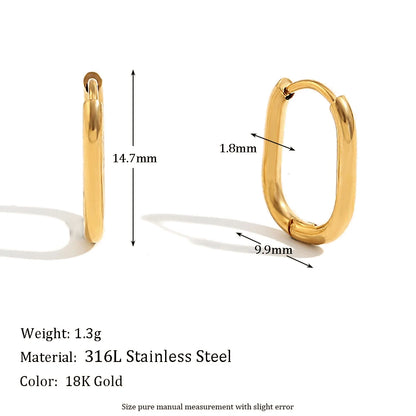 MamacitaSlay Classic Multi-Size U-Shape Hoops 18K Gold Plated Women's Earrings Waterproof 316L Stainless Steel Women's Jewelry