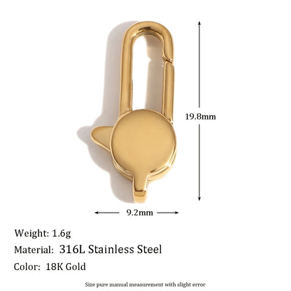 MamacitaSlay 316L Stainless Steel 18K Gold Plated Spring Ring Clasps Oval Carabiner Clasps Jewelry For DIY Bracelet Necklace