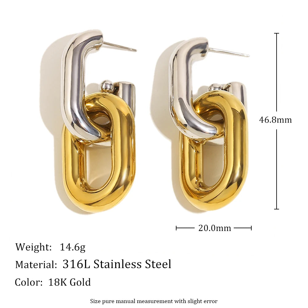 MamacitaSlay 316L Stainless Steel Double Color Double Layer Earrings Party Waterproof Jewelry Women's Unique Cool Earrings Gift