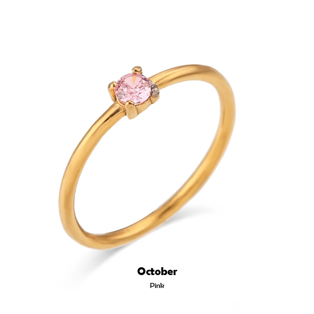 MamacitaSlay Stainless Steel Ring Thin Strip White Zircon Ring Glamorous Women's Classic Waterproof Jewelry High Quality Gifts