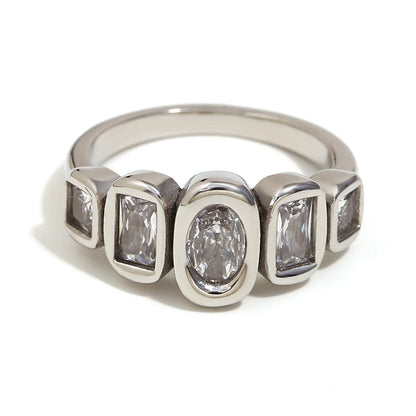 MamacitaSlay Wedding Classic Geometric Zircon rings Luxury Finger Decoration gift trendy women's stainless steel jewelry