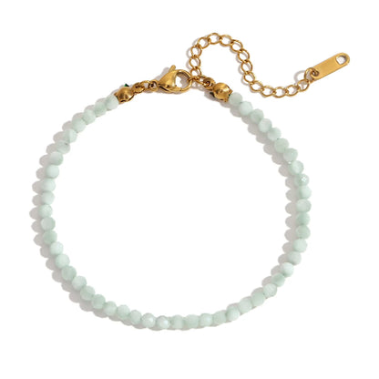 MamacitaSlay Summer 3mm natural stone amazonite Turquoise Jade Larimar Bracelet on the leg Waterproof Anklets jewellery women